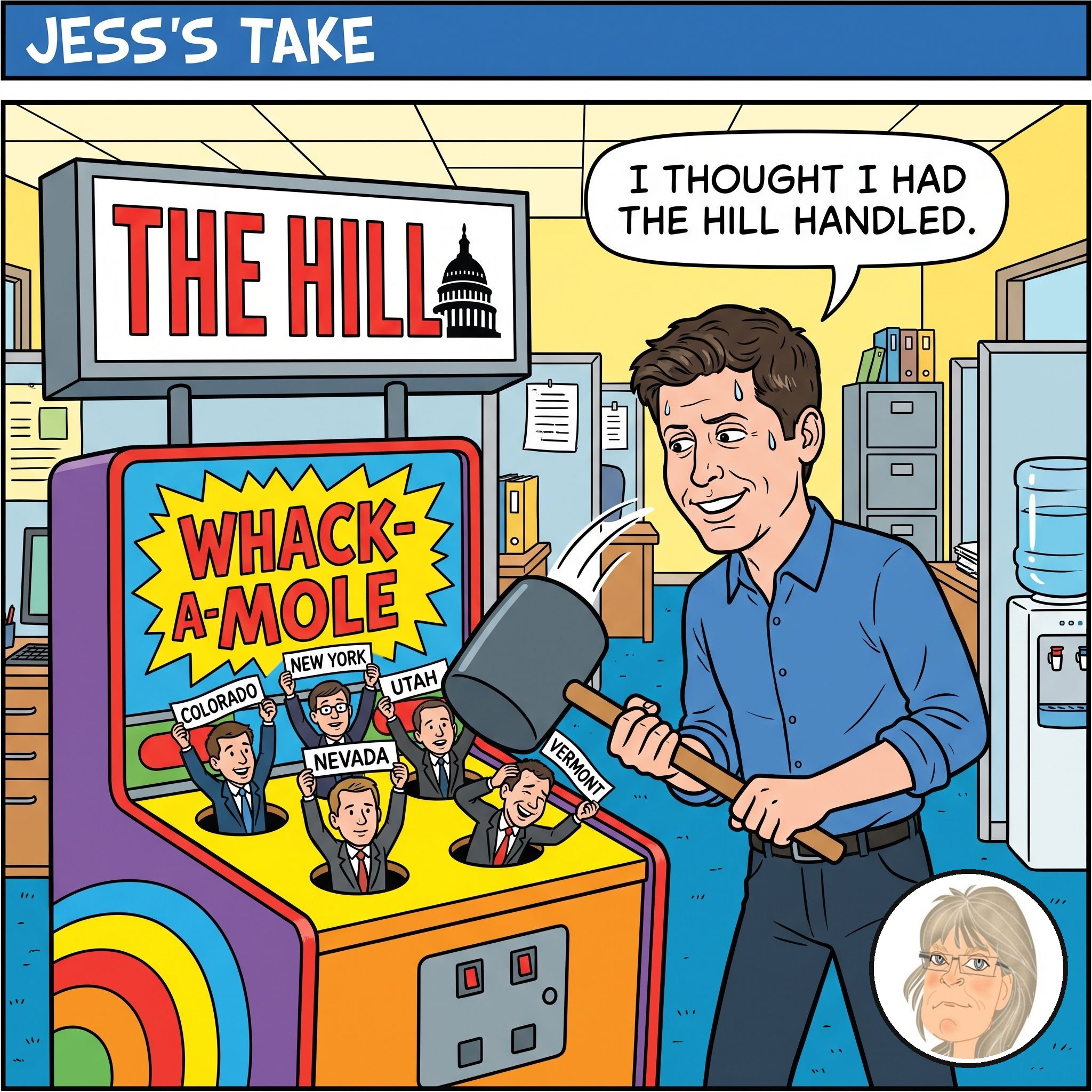 Jess's Take editorial cartoon on today's lead