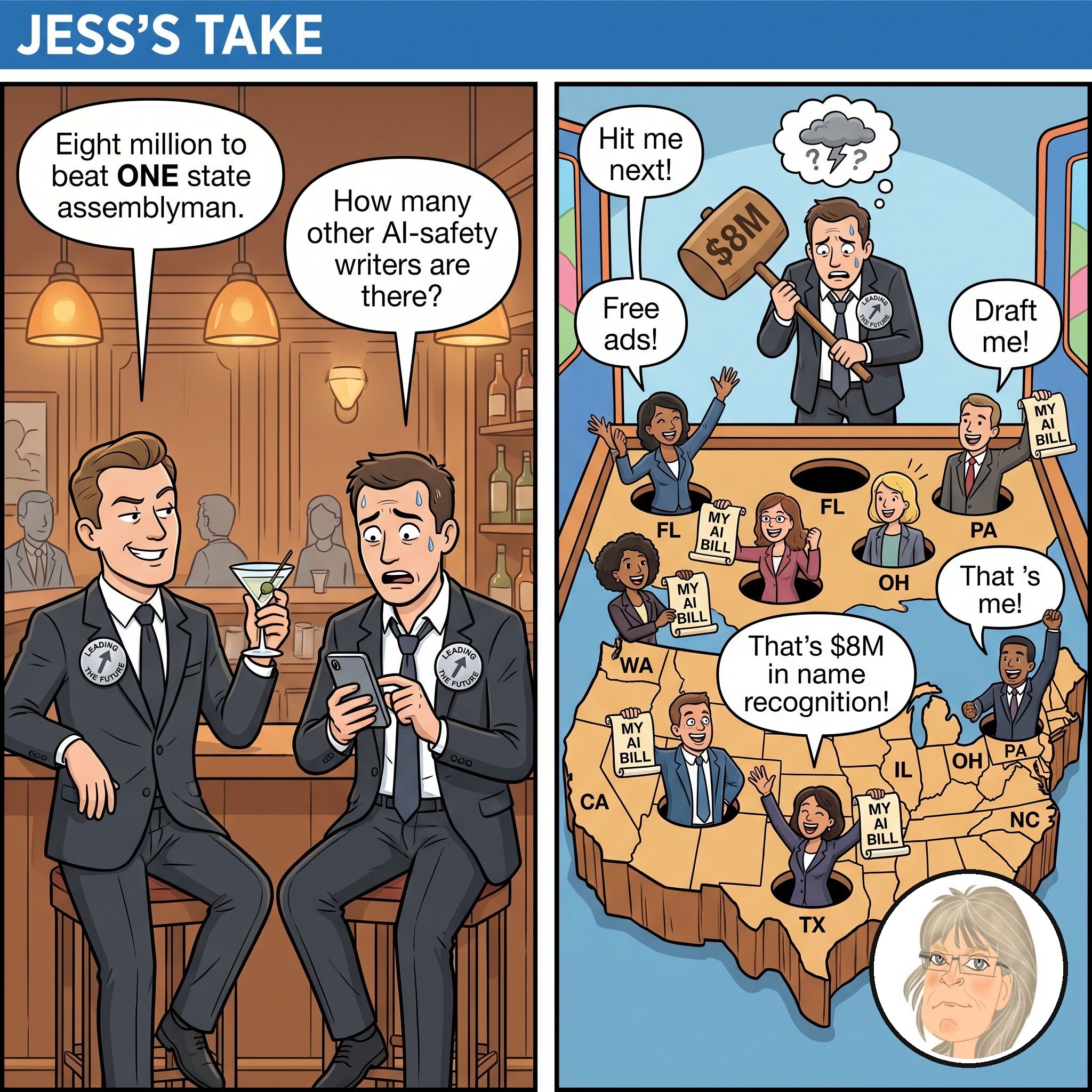 Jess's Take editorial cartoon on today's lead