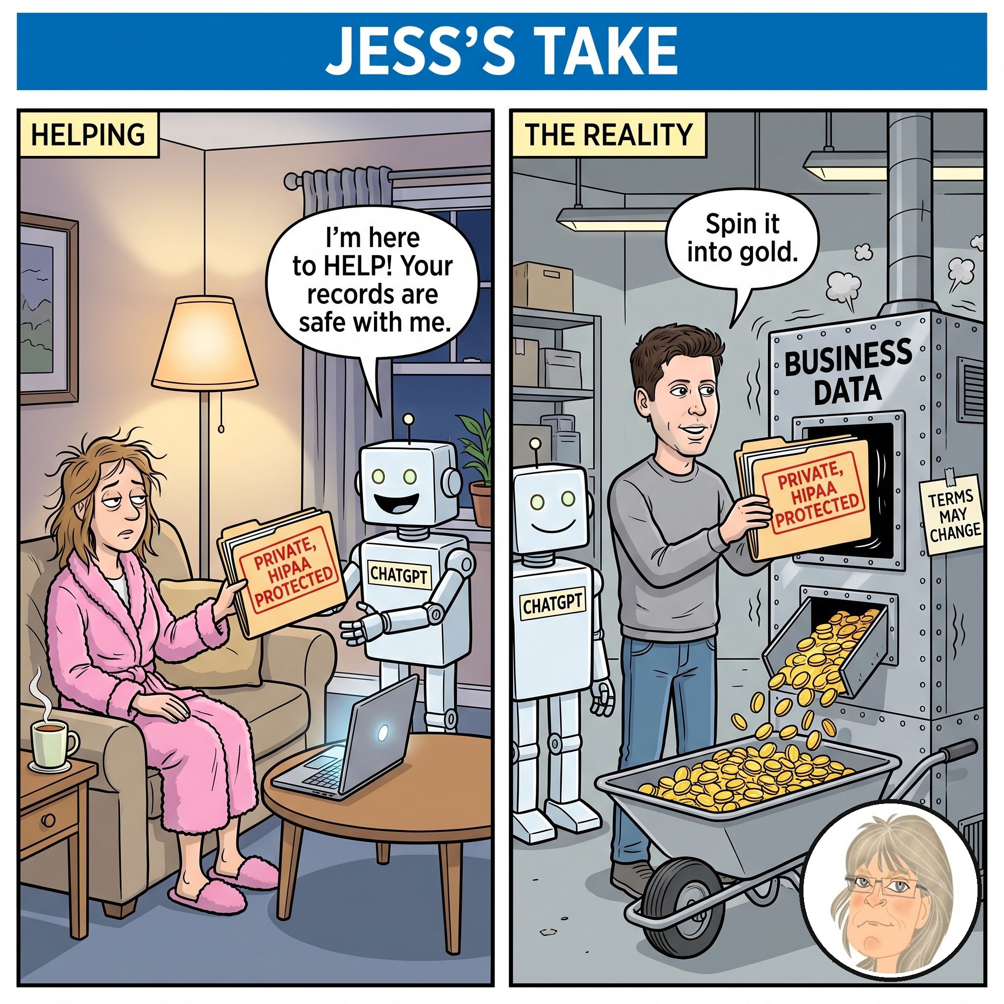 Jess's Take editorial cartoon on today's lead