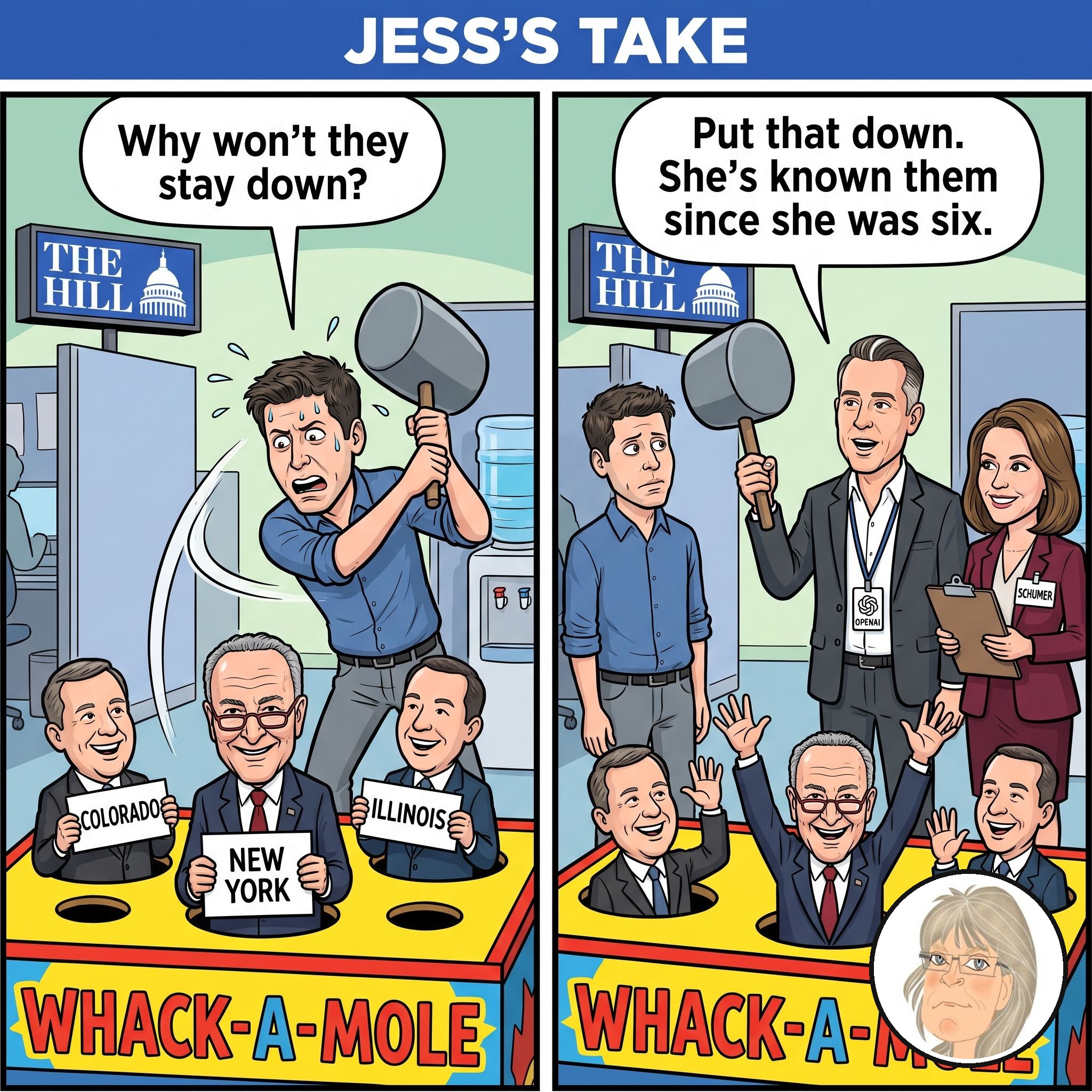 Jess's Take editorial cartoon on today's lead