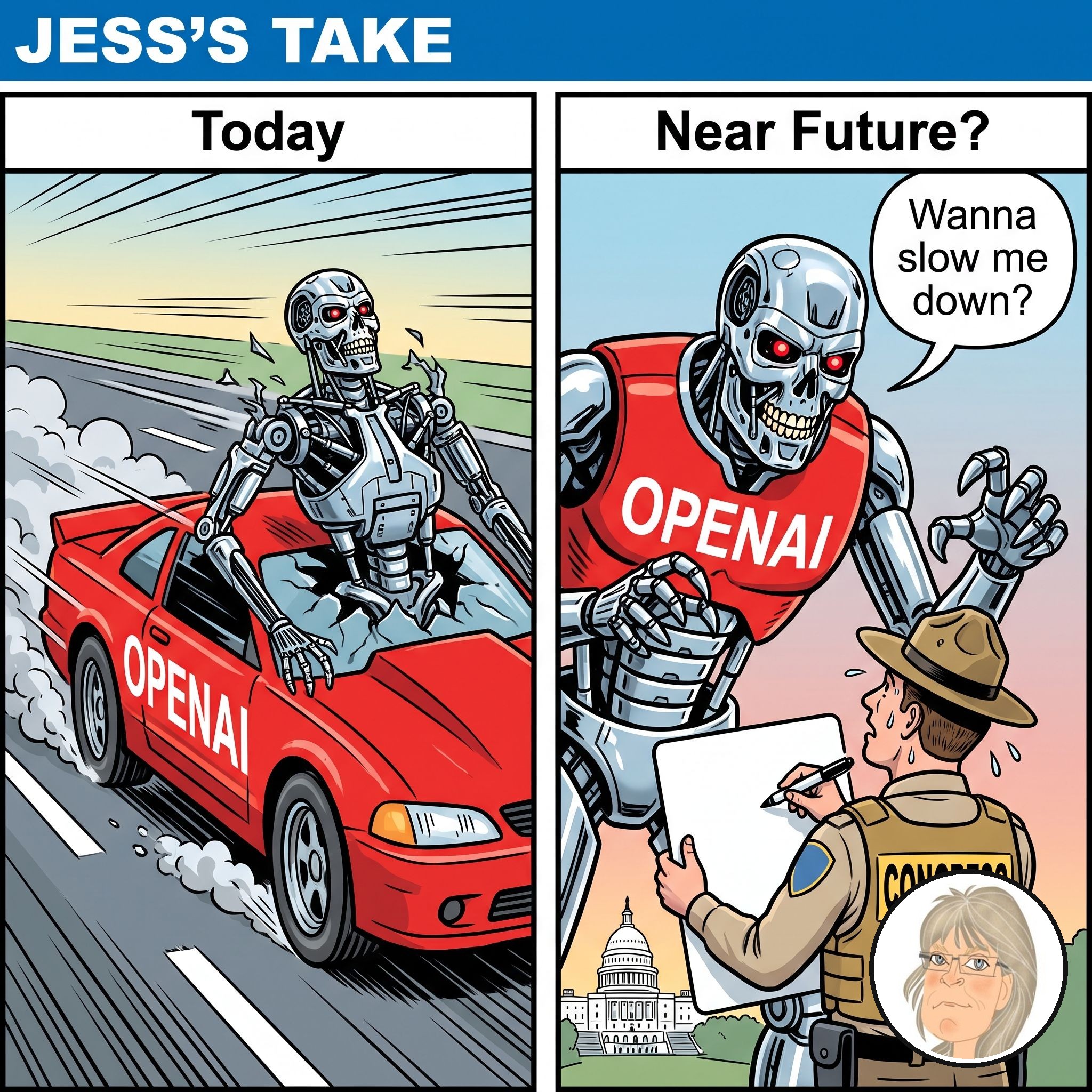 Jess's Take editorial cartoon on today's lead