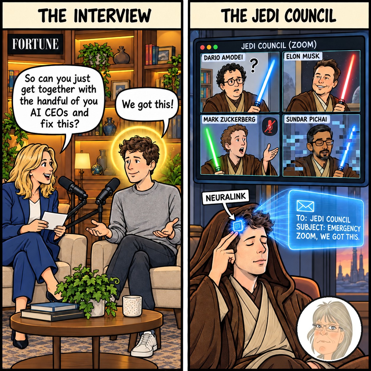 Jess's Take editorial cartoon on today's lead