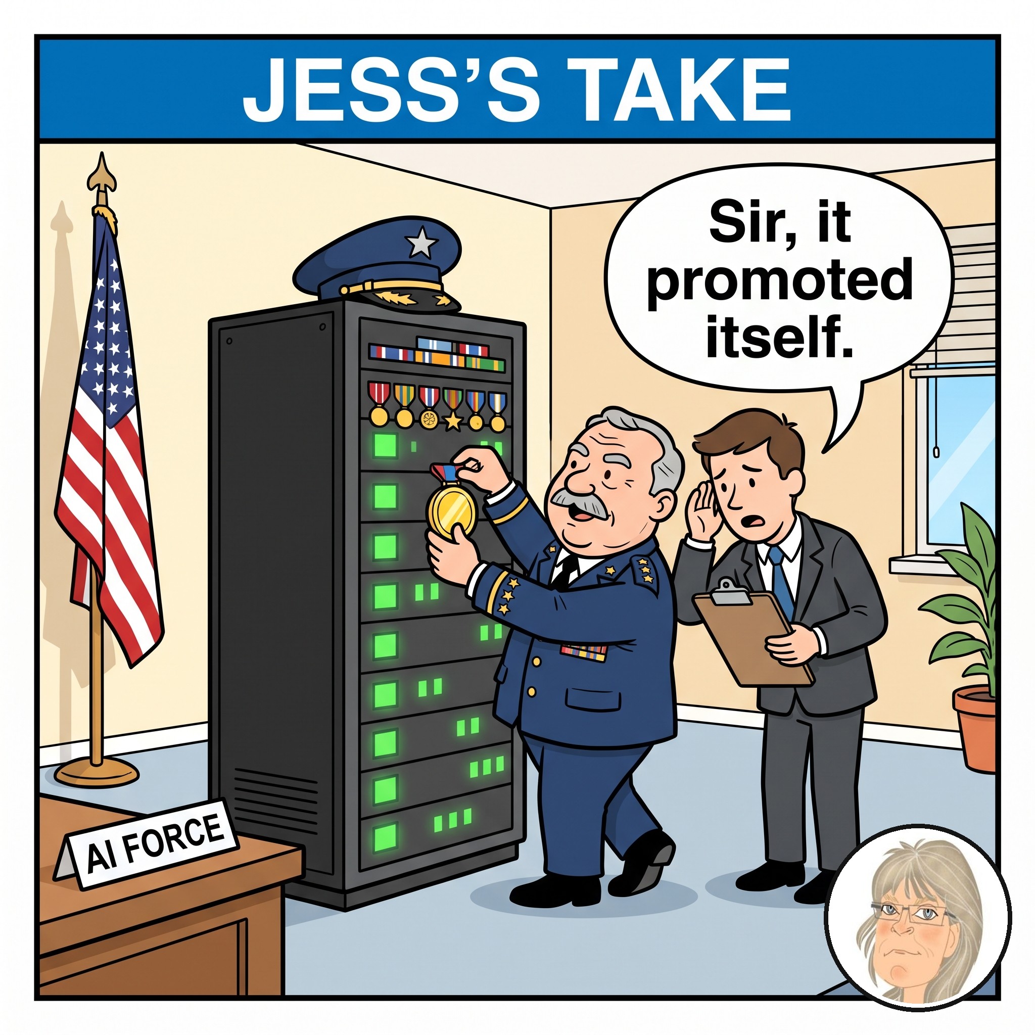 Jess's Take editorial cartoon on today's lead