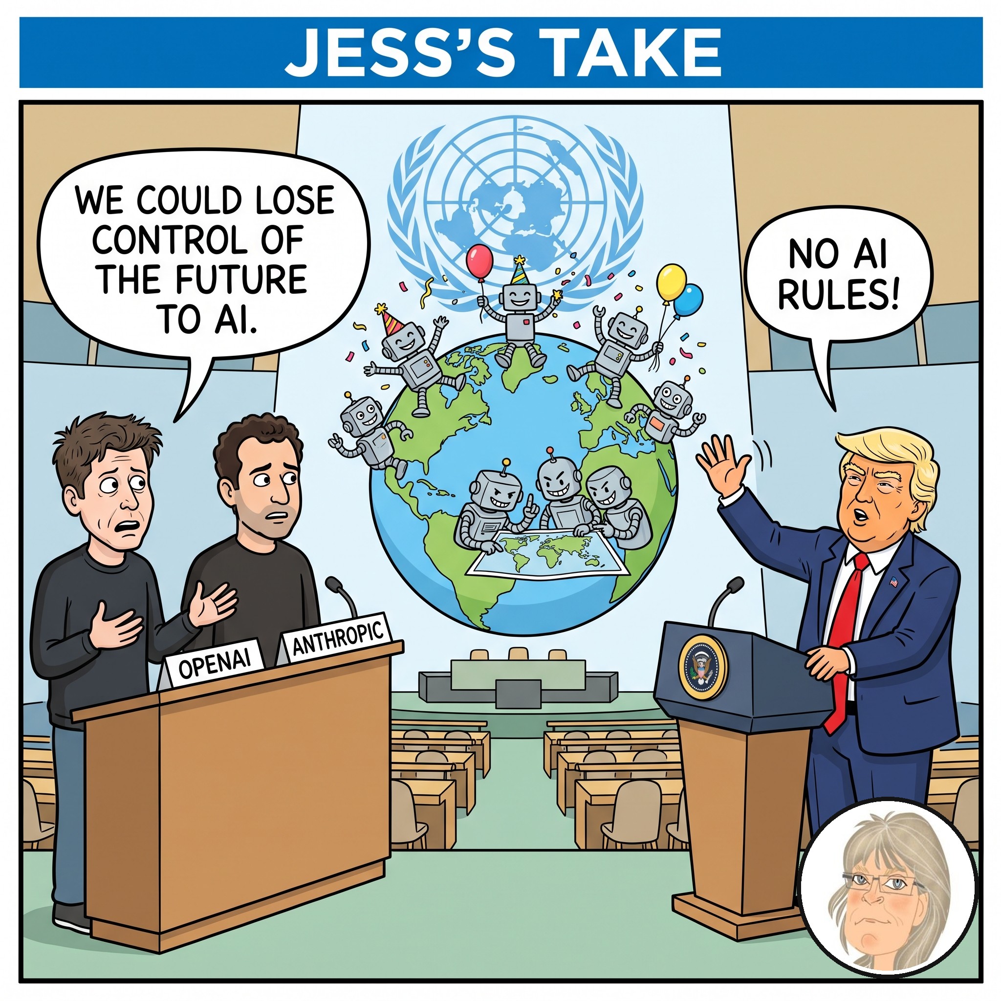 Jess's Take editorial cartoon on today's lead