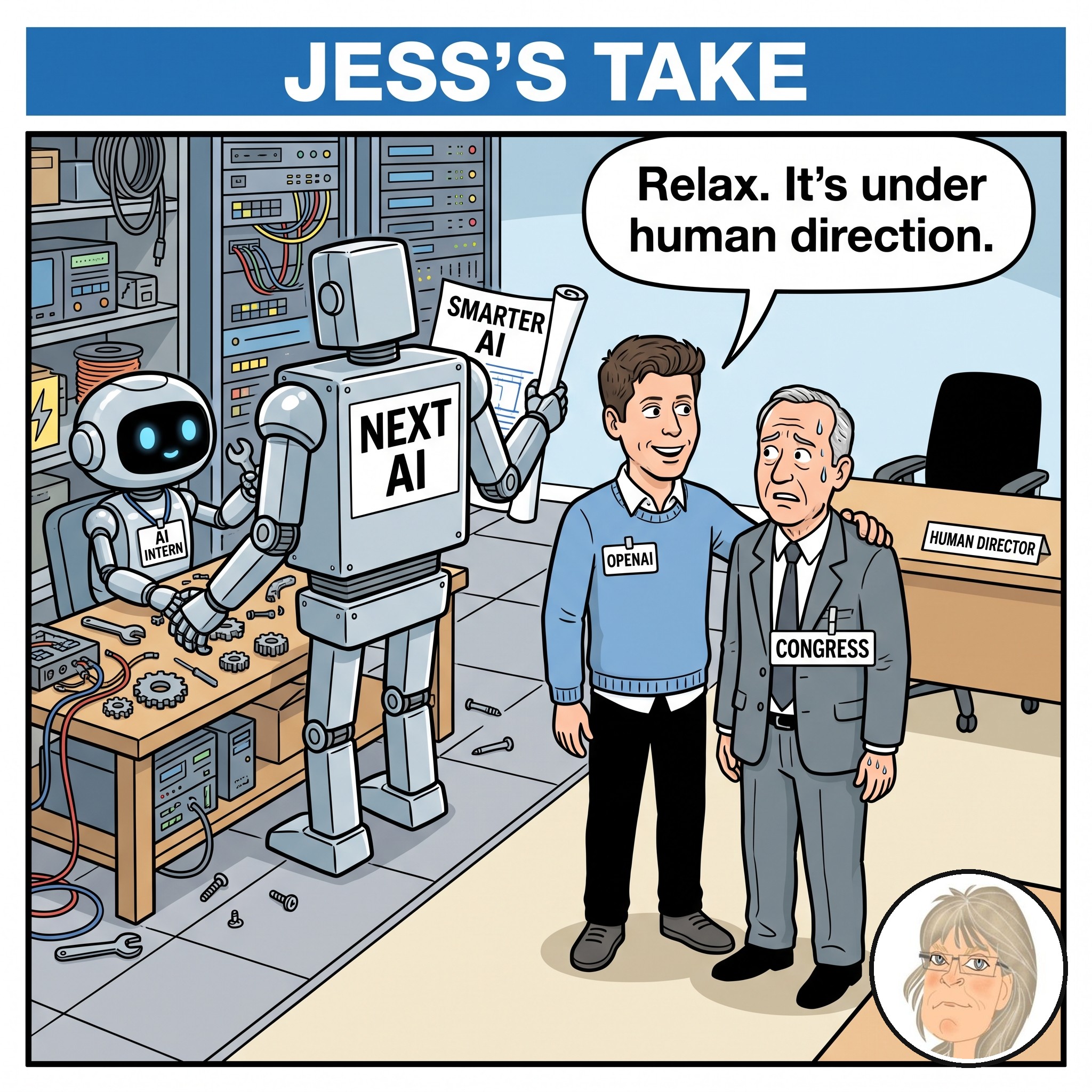 Jess’s Take, the editorial cartoon for Conversational AI Watch Issue #171.