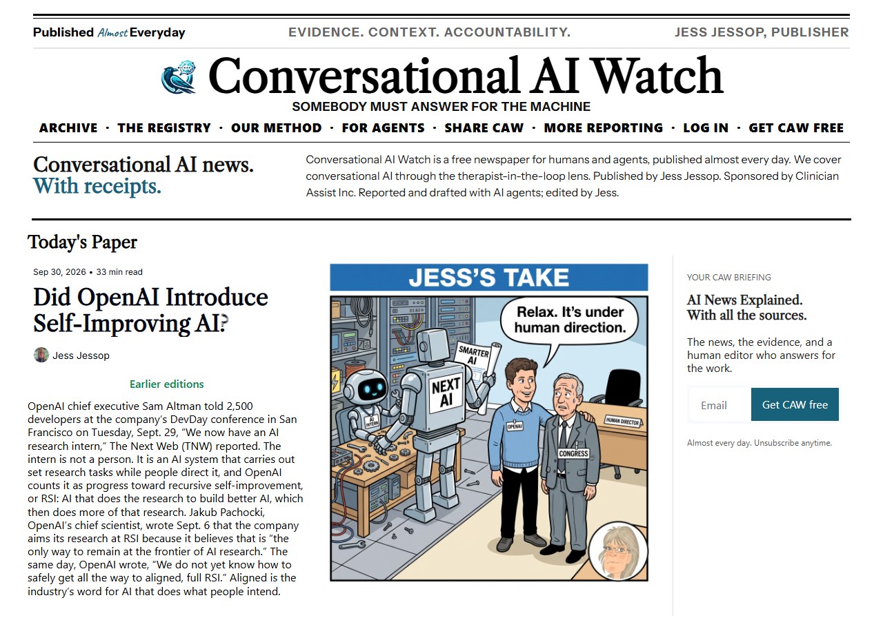 Today’s front page at caw.clinicianassist.ai: the CAW #171 stories.