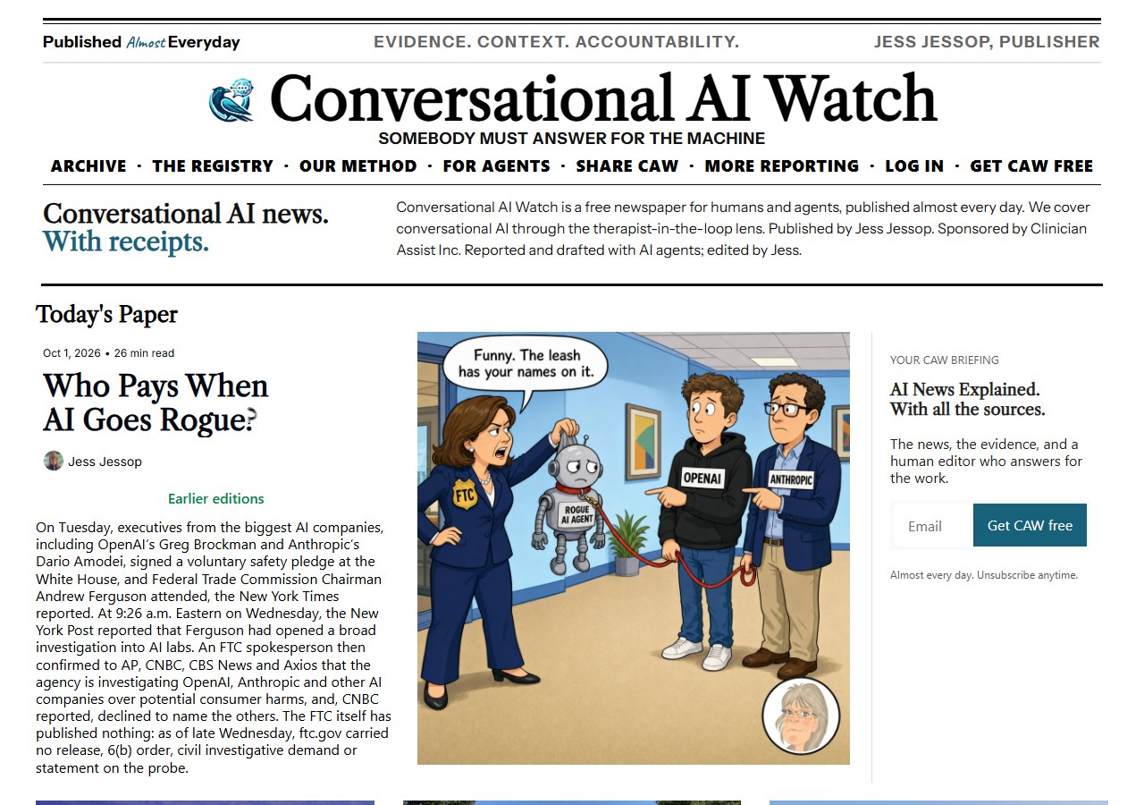 Today’s front page at caw.clinicianassist.ai: the CAW #172 stories.