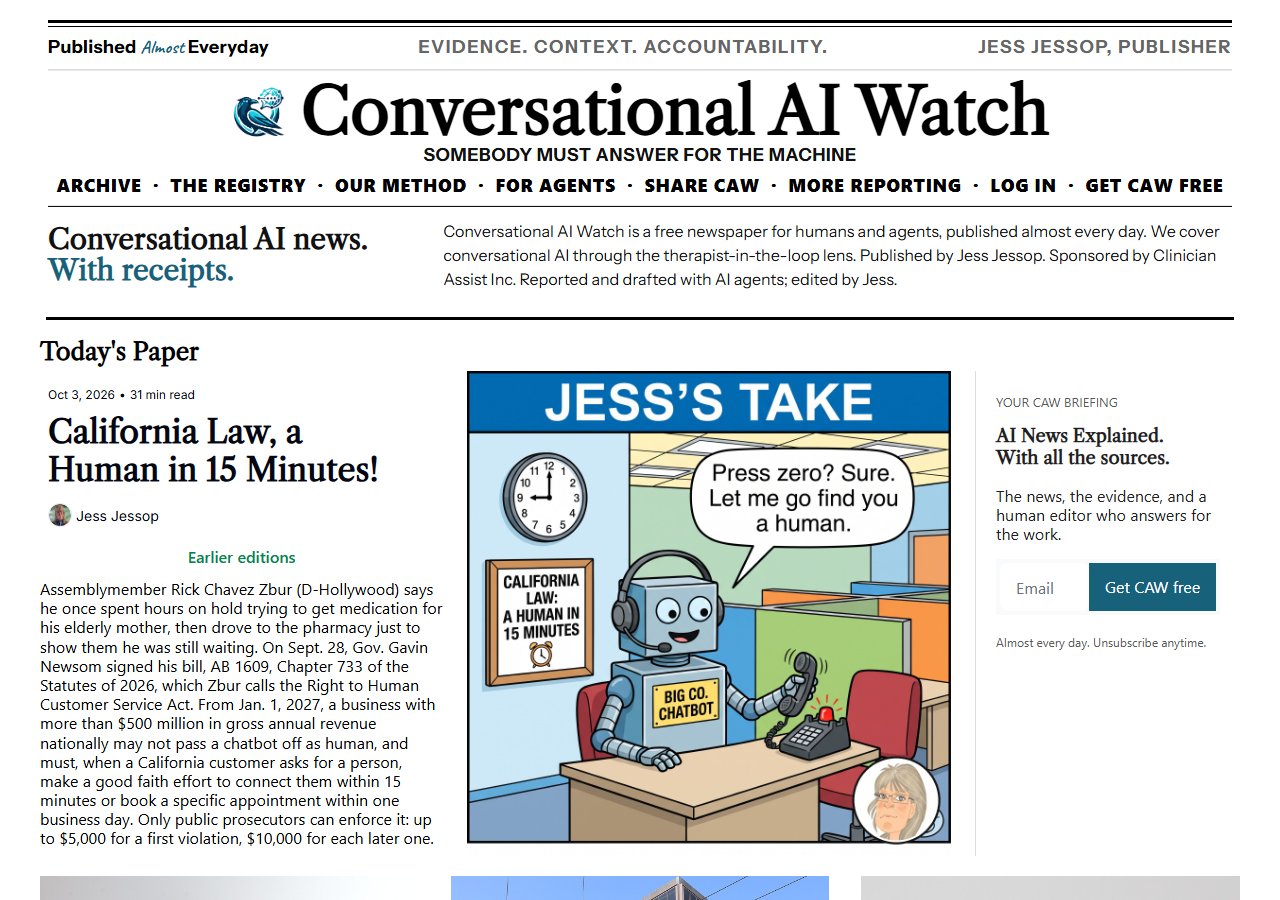 Today’s front page at caw.clinicianassist.ai: the CAW #174 stories.