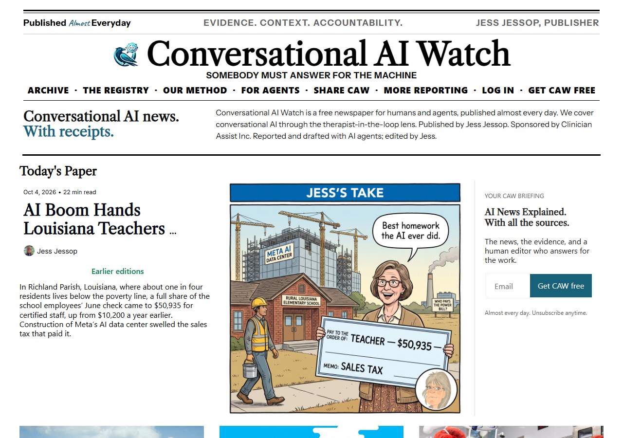 Today’s front page at caw.clinicianassist.ai: the CAW #175 stories.