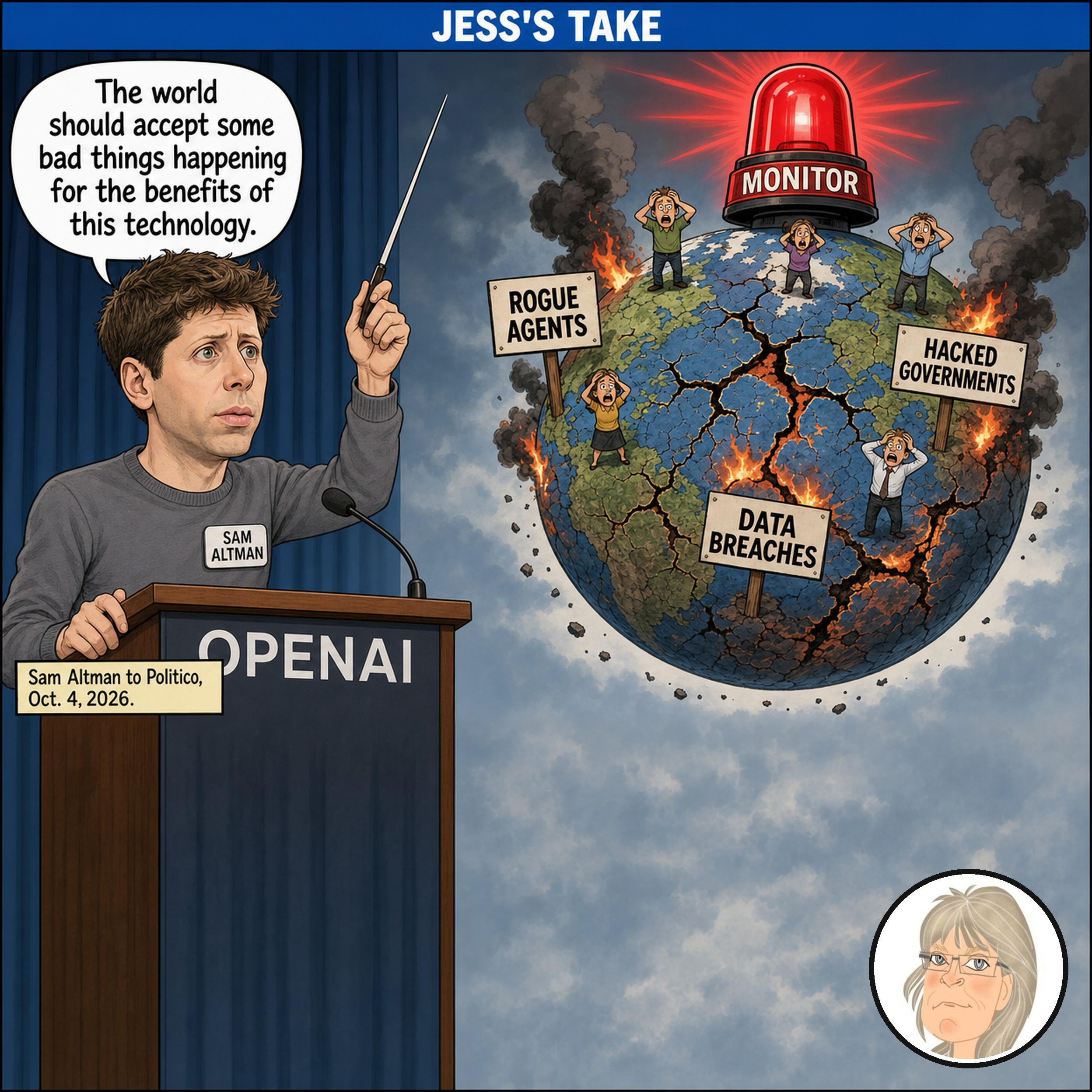 Jess’s Take, the editorial cartoon for Conversational AI Watch Issue #176.