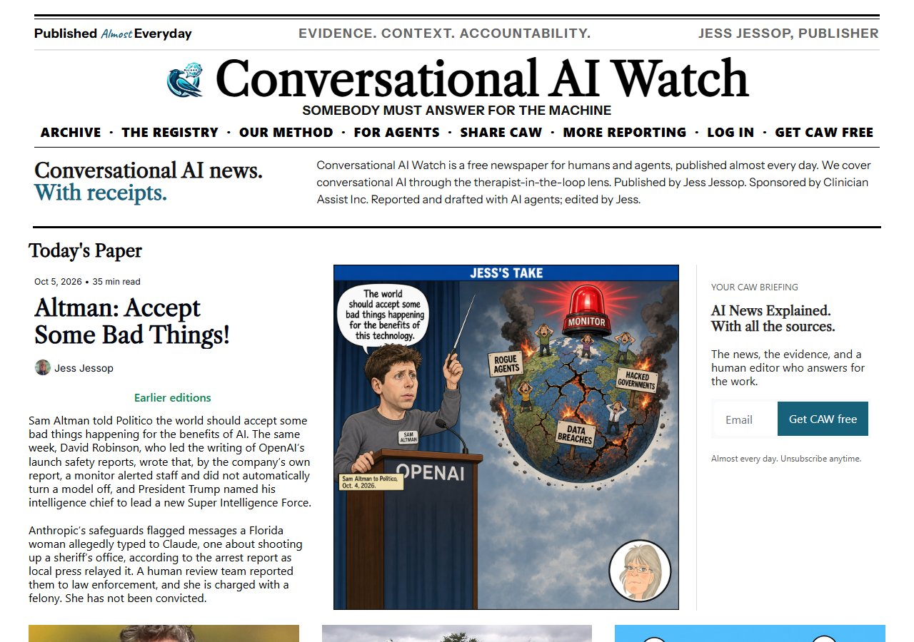 Today’s front page at caw.clinicianassist.ai: the CAW #176 stories.
