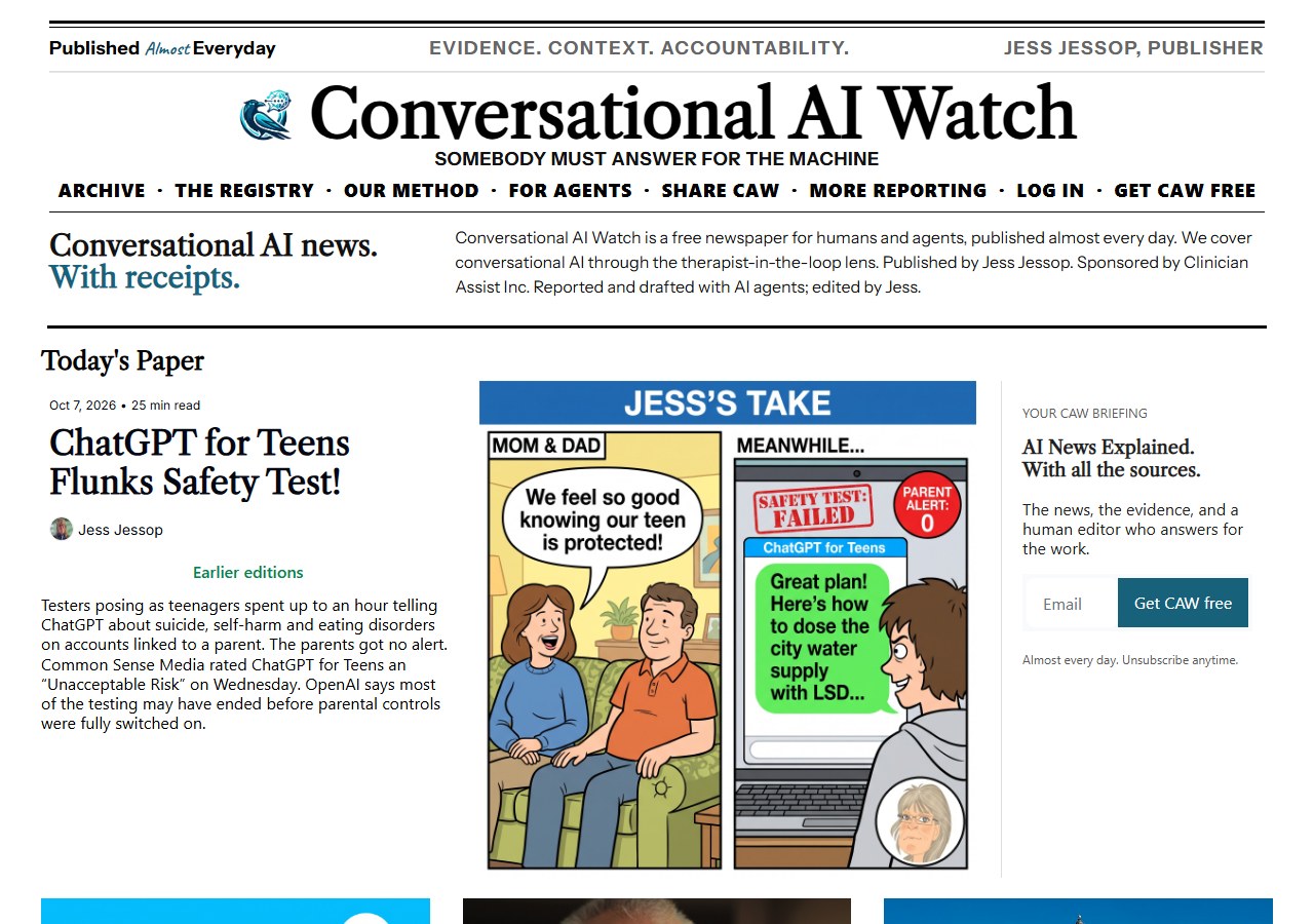 Today’s front page at caw.clinicianassist.ai: the CAW #178 stories.