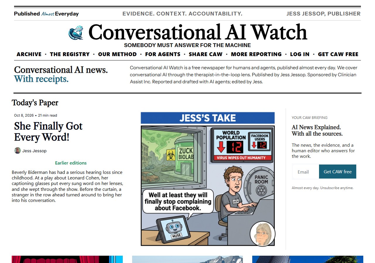 Today’s front page at caw.clinicianassist.ai: the CAW #179 stories.