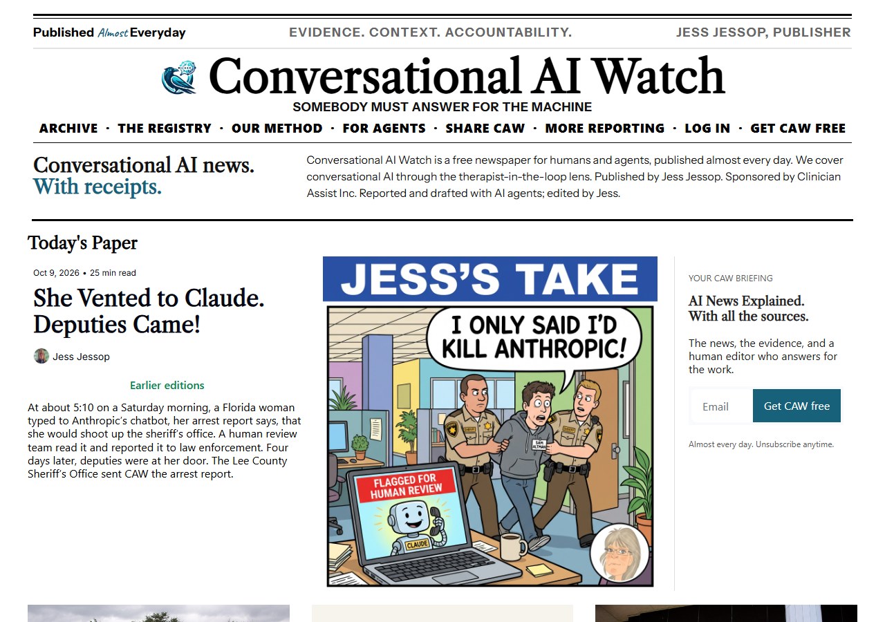 Today’s front page at caw.clinicianassist.ai: the CAW #180 stories.