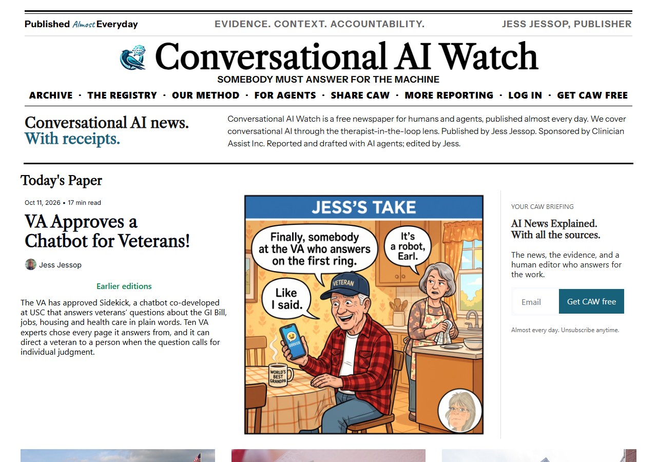 Today’s front page at caw.clinicianassist.ai: the CAW #182 stories.