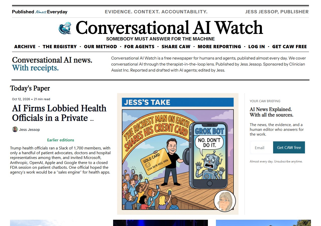 Today’s front page at caw.clinicianassist.ai: the CAW #183 stories.