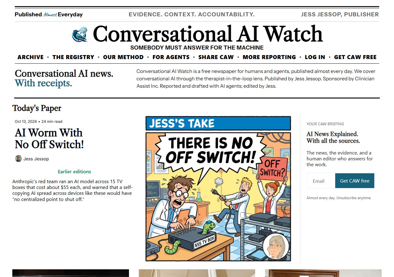 Today’s front page at caw.clinicianassist.ai: the CAW #184 stories.