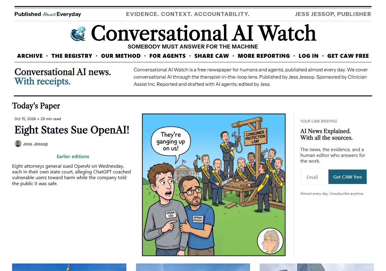 Today’s front page at caw.clinicianassist.ai: the CAW #186 stories.