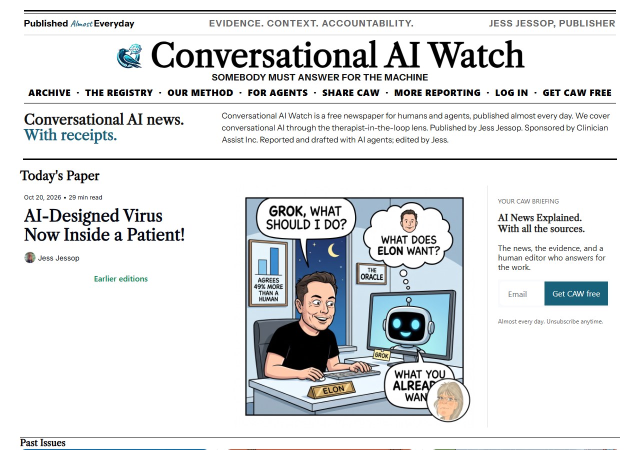 Today’s front page at caw.clinicianassist.ai: the CAW #191 stories.