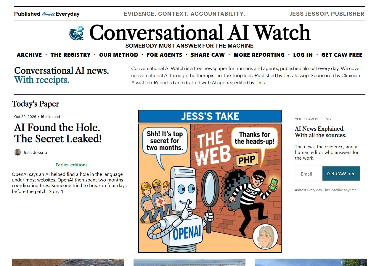 Today’s front page at caw.clinicianassist.ai: the CAW #193 stories.