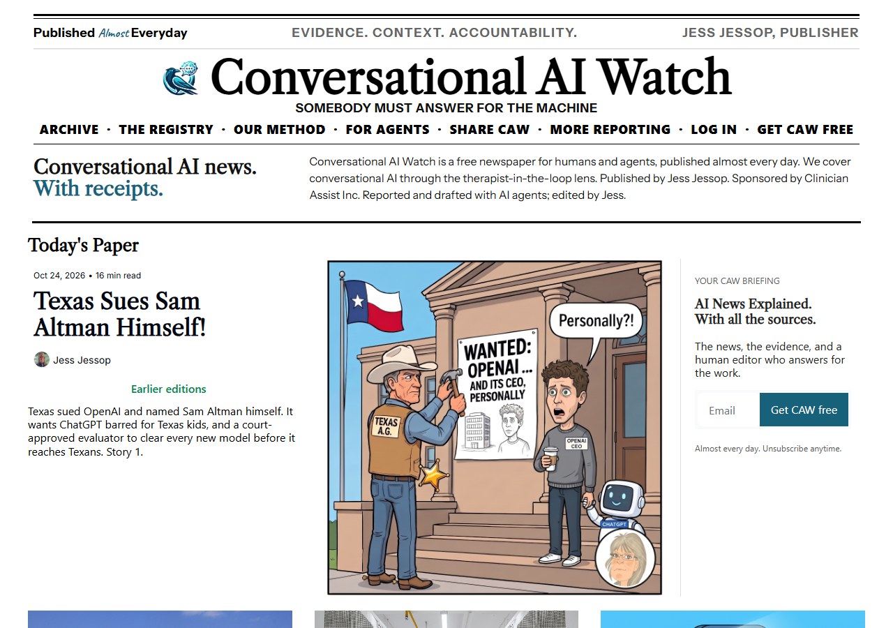 Today’s front page at caw.clinicianassist.ai: the CAW #195 stories.