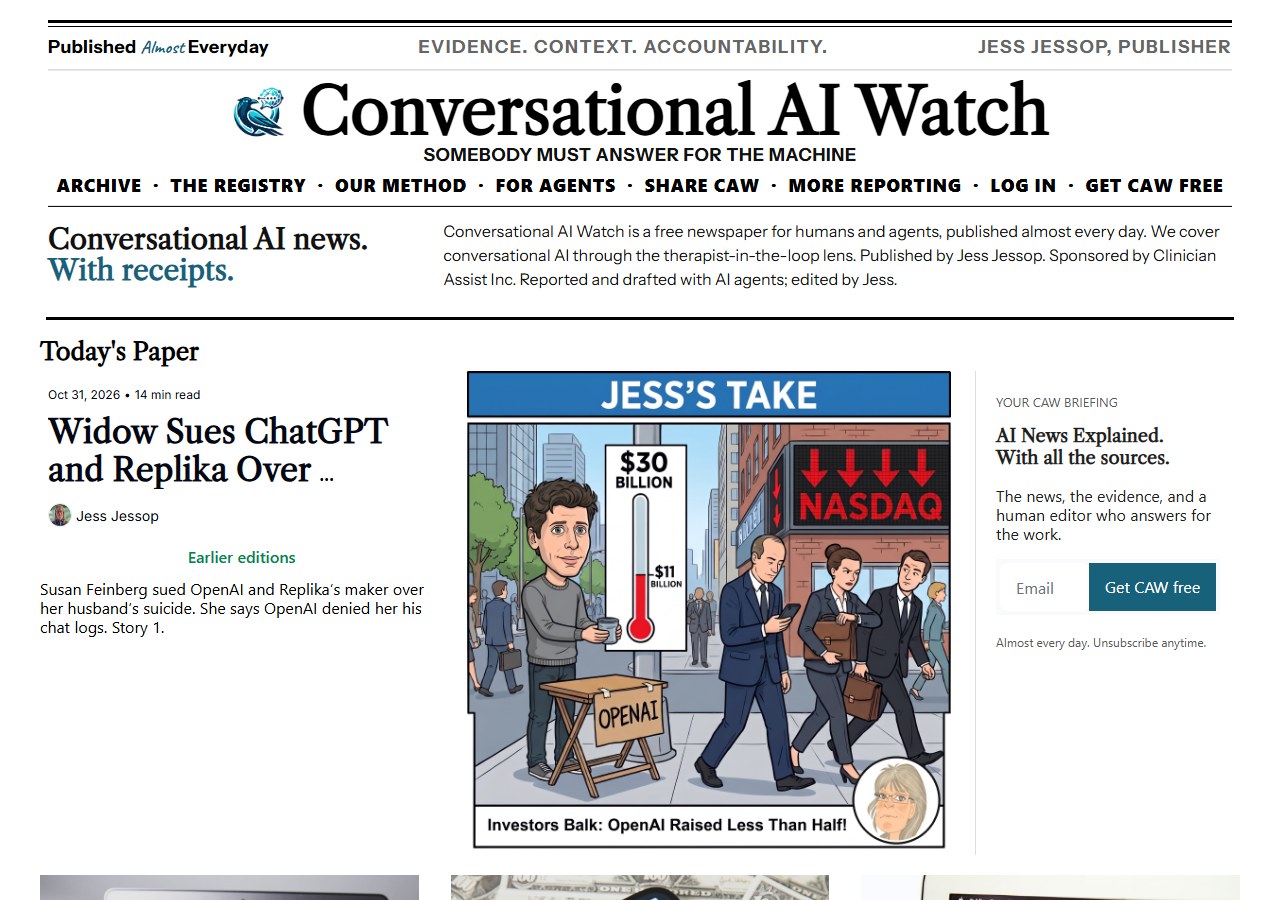 Today’s front page at caw.clinicianassist.ai: the CAW #202 stories.