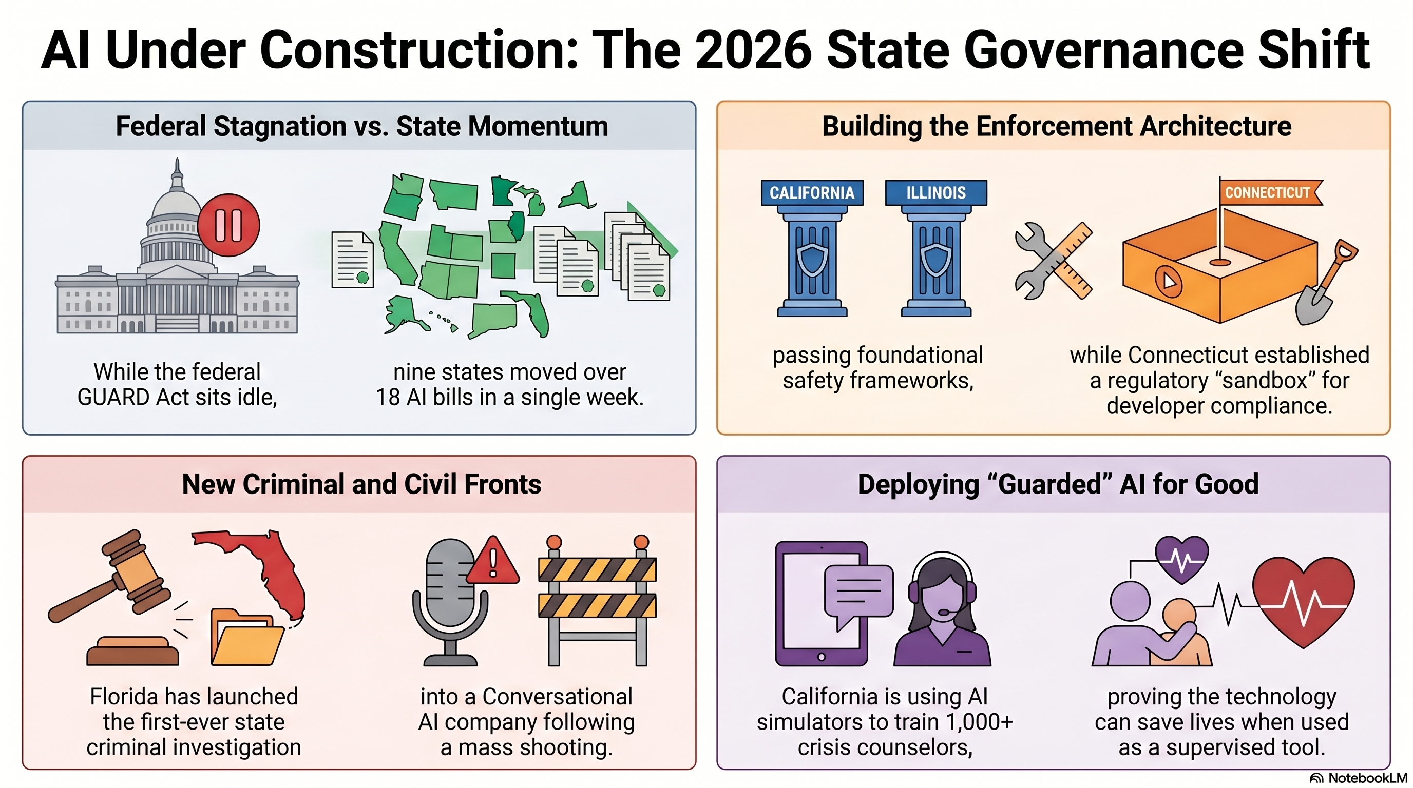 Infographic for CAW issue fifty-four: state legislative momentum on AI and chatbot bills during the week of May eighteen through twenty-two, twenty twenty-six.