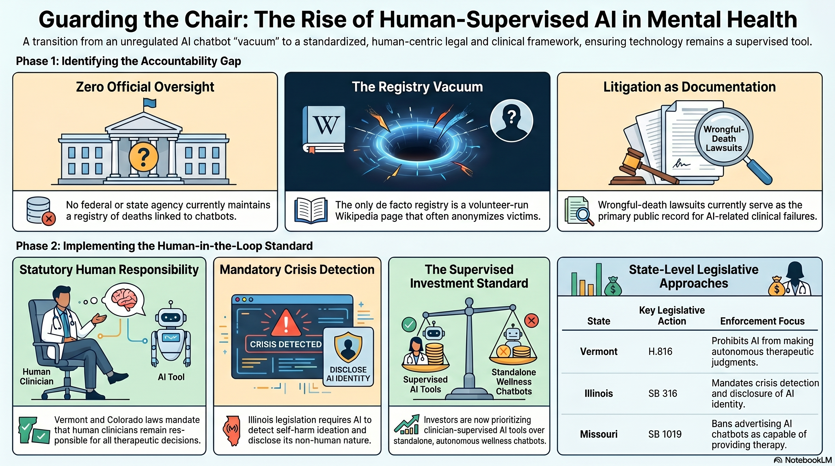 Infographic. A Wikipedia page with names crossed out beside a row of state capitols. The week the count lost its names and the states drew a line around the therapist's chair. May 29, 2026.